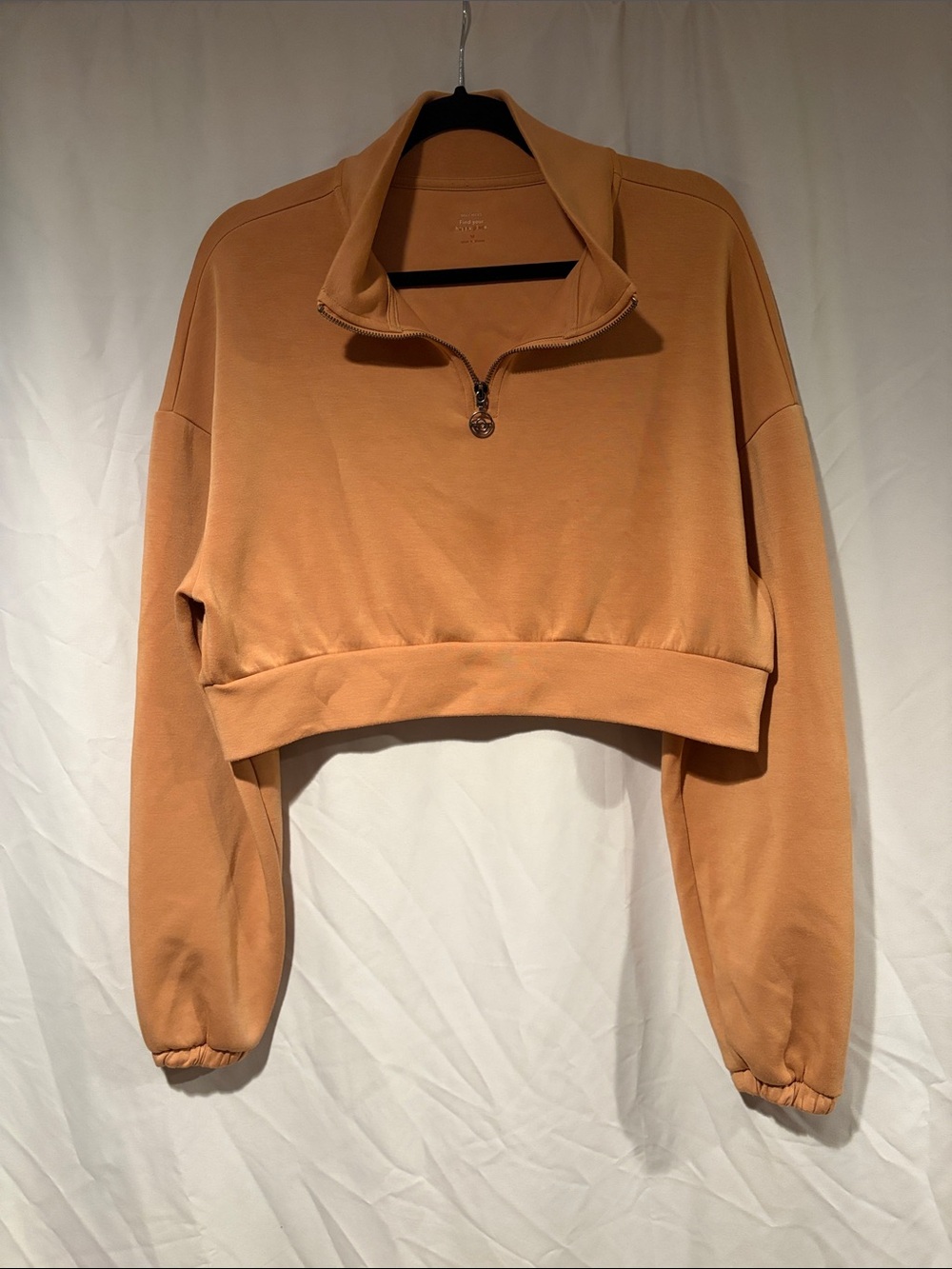 Gilly Hicks Cropped Half-Zip Pullover - Caramel